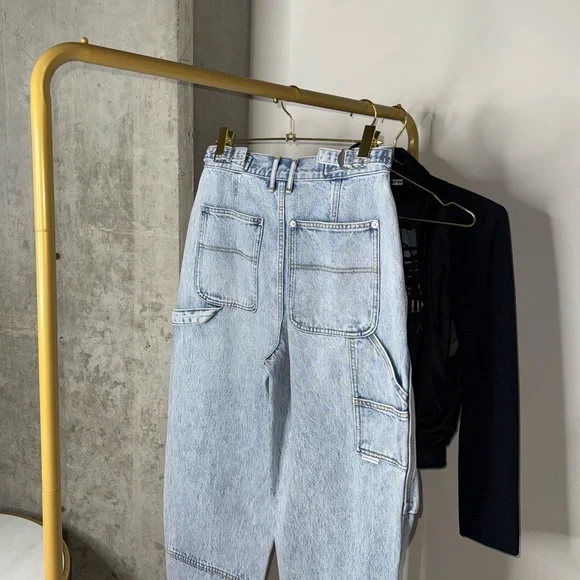 Alexander Wang Double Front Carpenter Jeans in Pebble Bleach